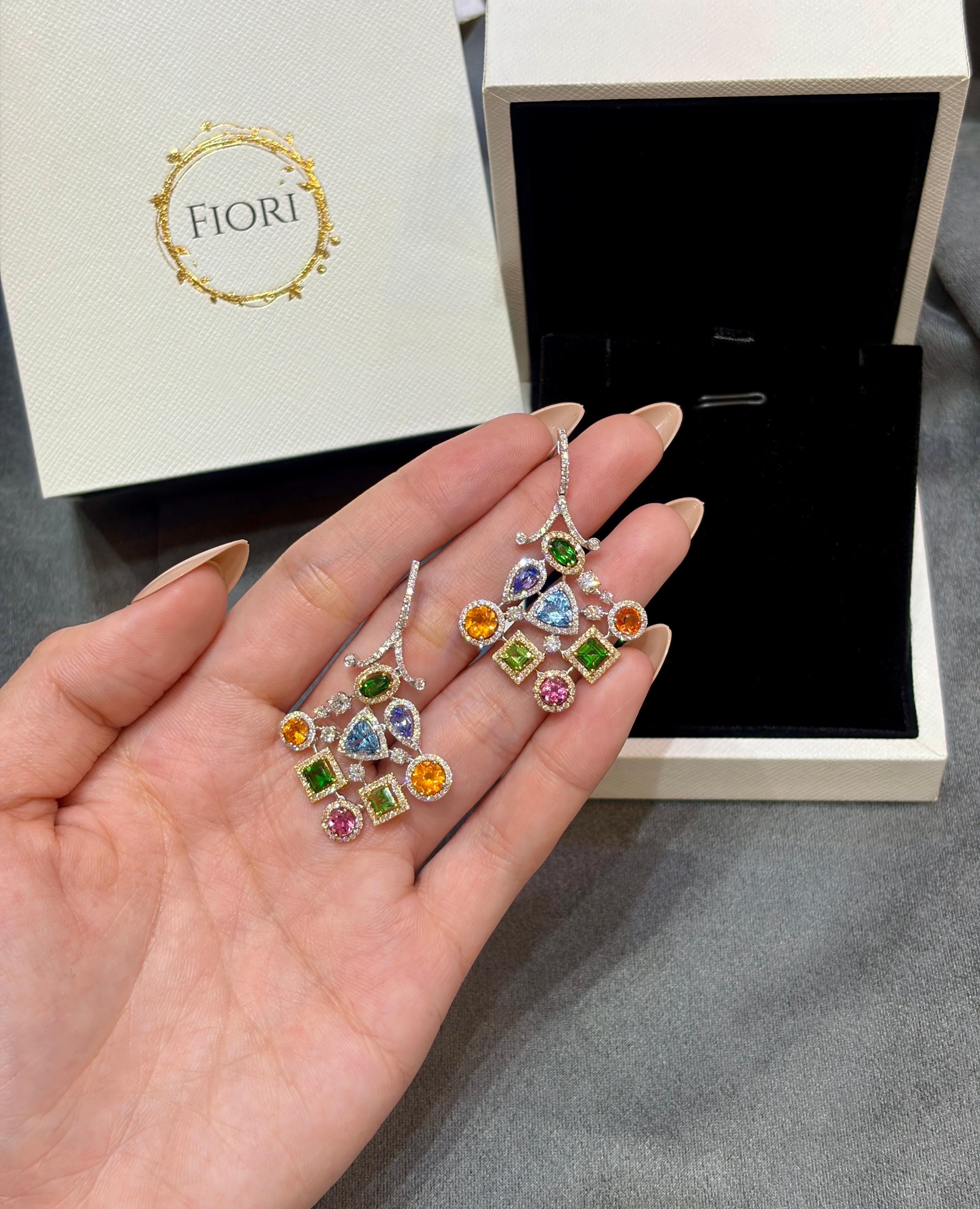 18K White & Yellow Multi Shpaed Diamond Earrings 6.04ct — IMAGE URL