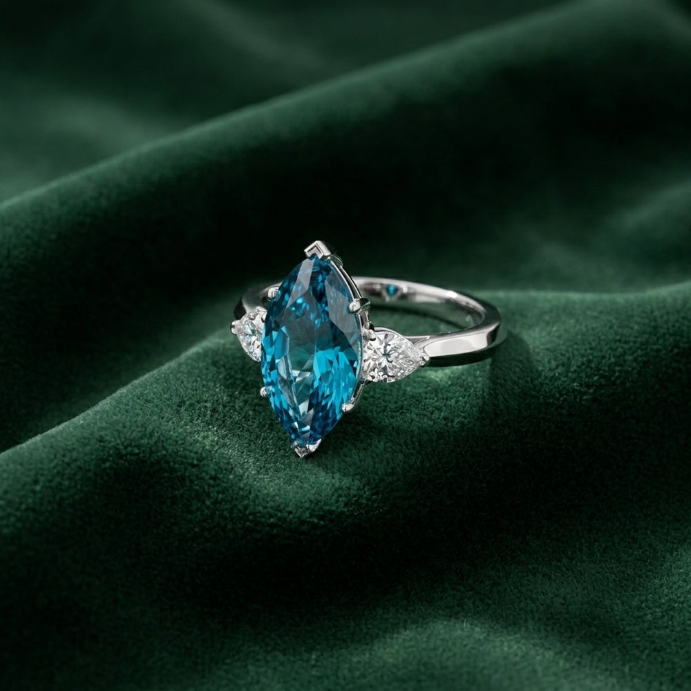 18K White Gold Trilogy Marquise Diamond Ring