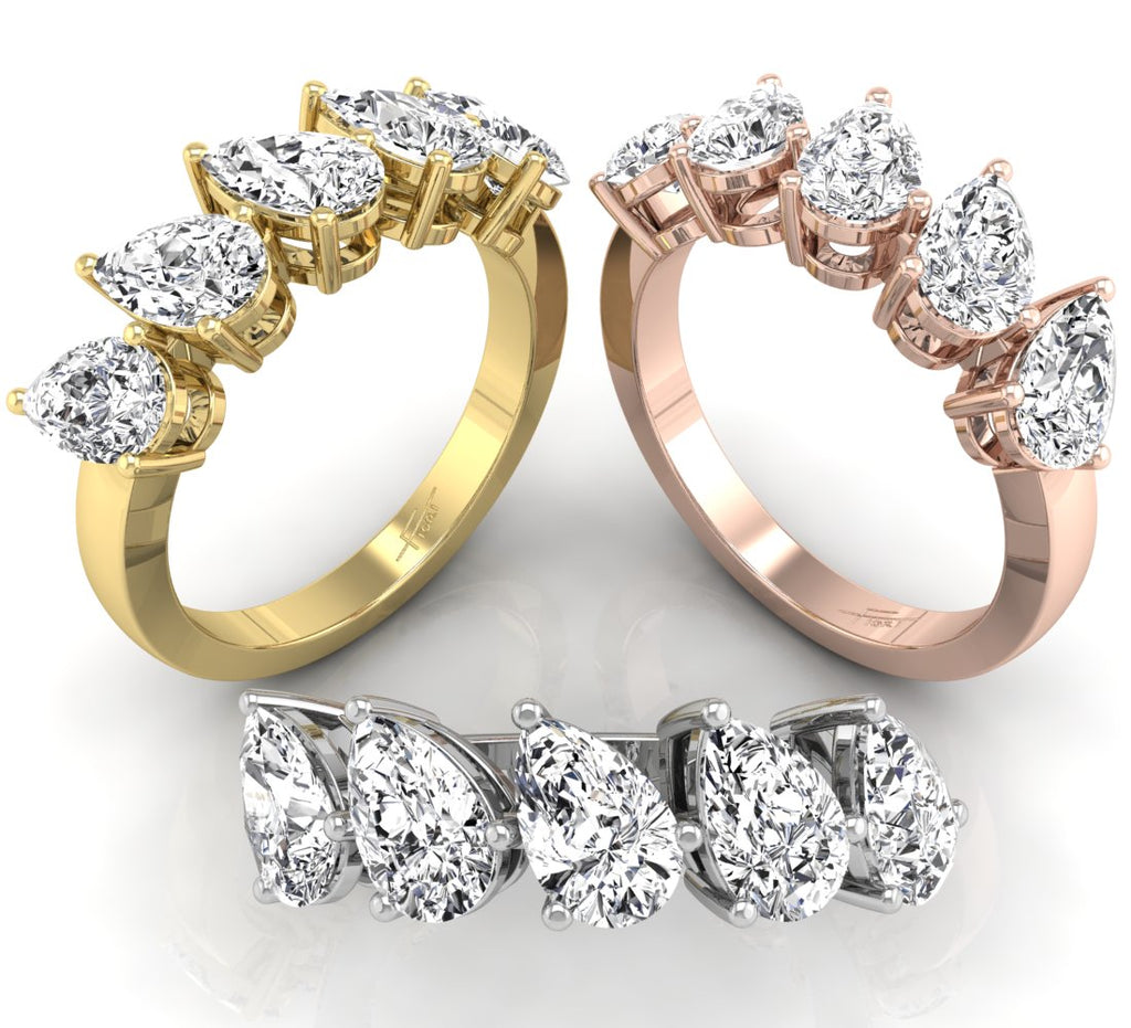 18K Pear Cluster Diamond Ring — 3 COLOR