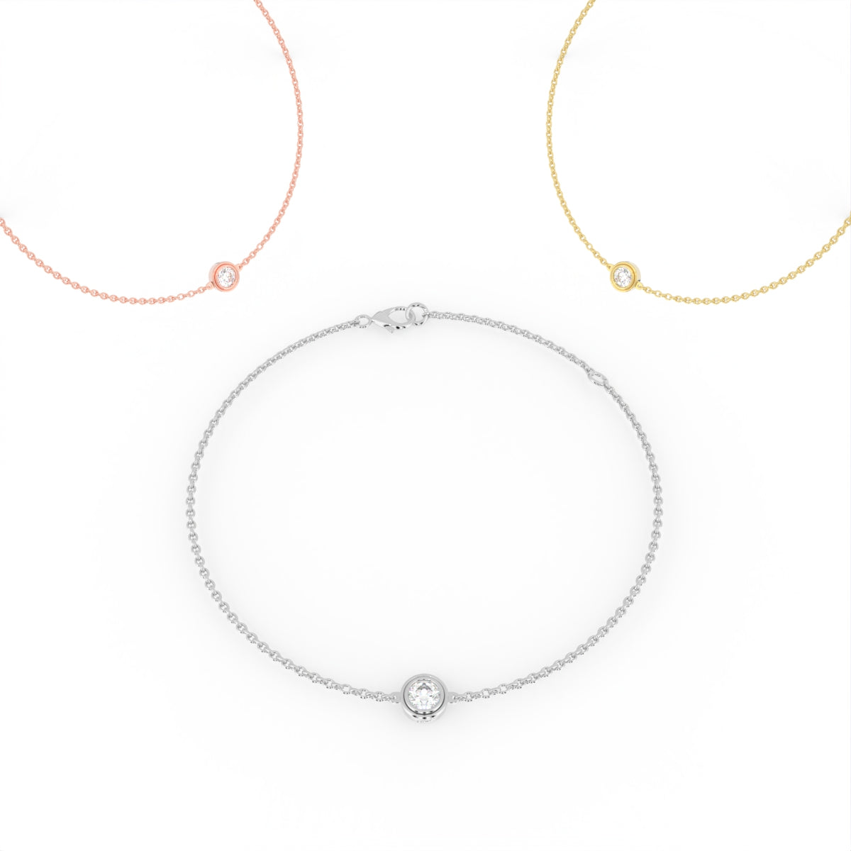 18K Solitaire Diamond Pendant — 3 COLOR