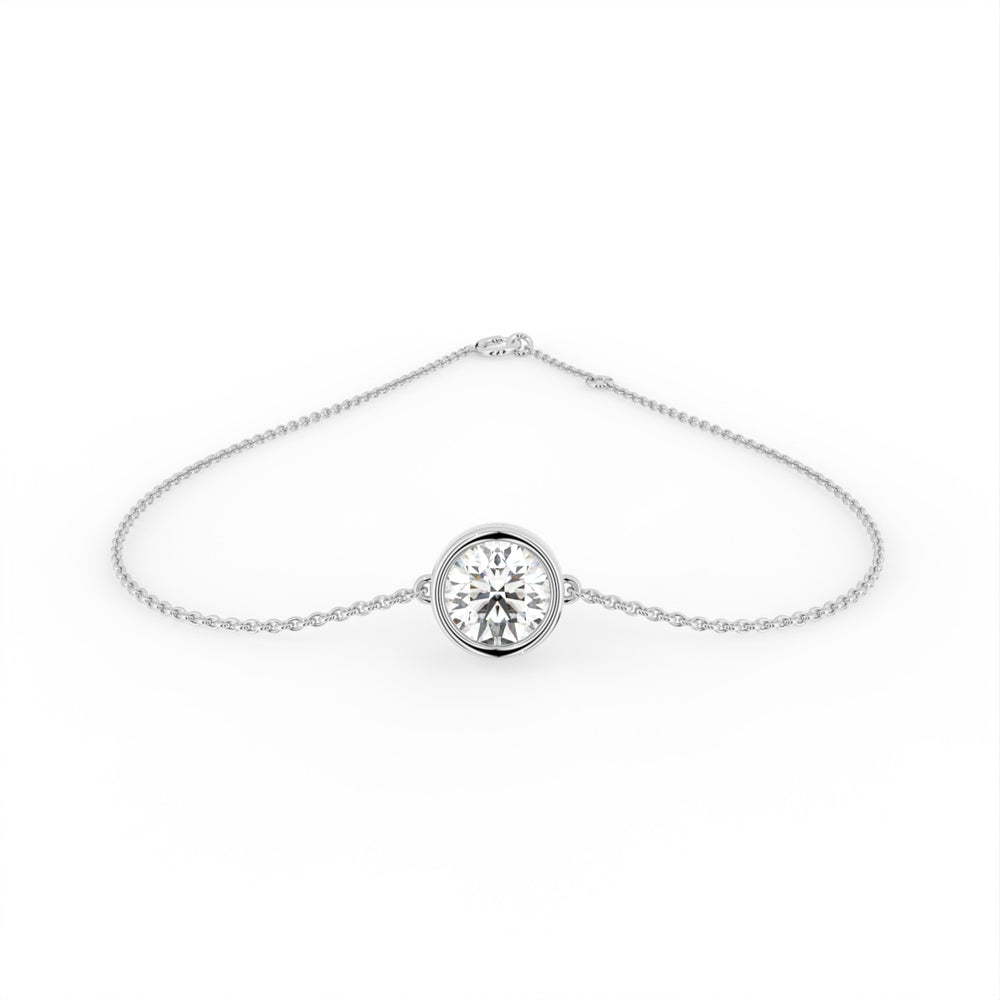 18K Gold Round Bezel Diamond Bracelet