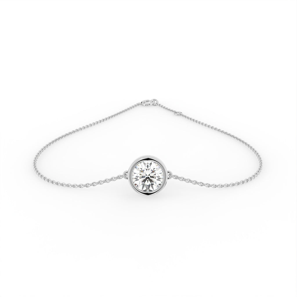 18K Gold Round Bezel Diamond Bracelet — TOP