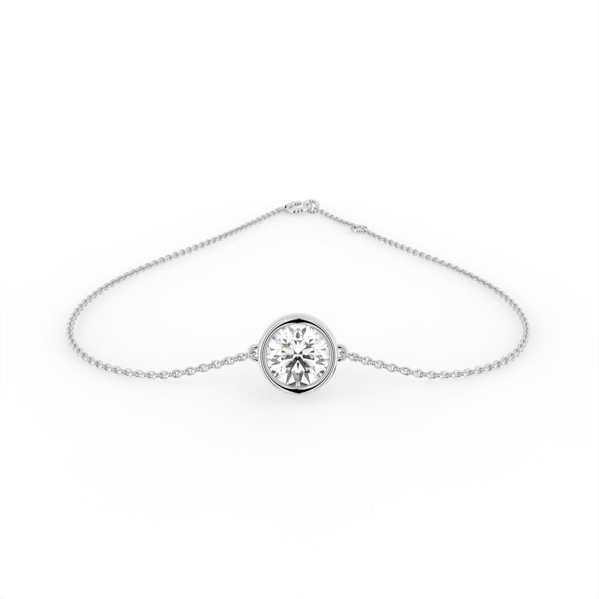 18K Gold Round Bezel Diamond Bracelet — TOP