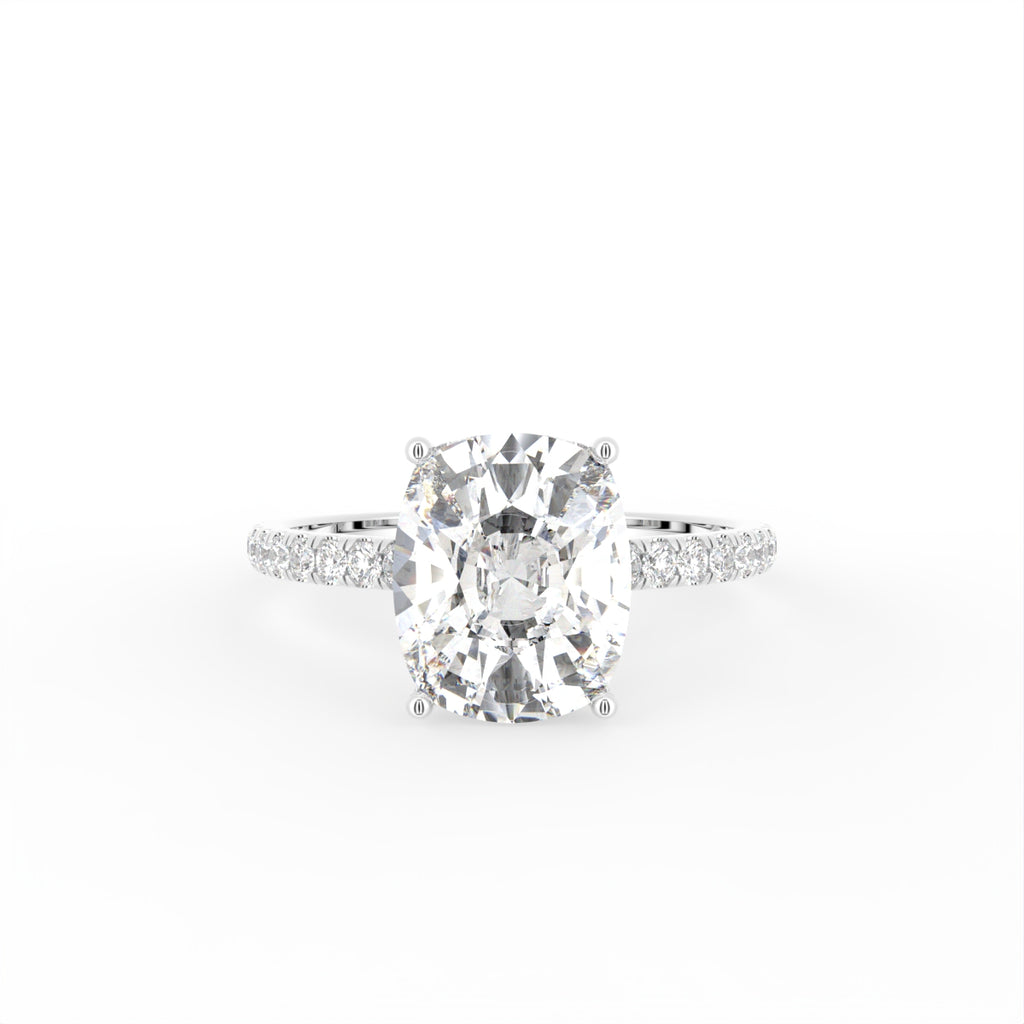 18K Shoulder Set Emerald Diamond Engagement Ring — TOP
