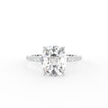 18K Shoulder Set Emerald Diamond Engagement Ring — TOP