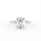18K Shoulder Set Emerald Diamond Engagement Ring — TOP