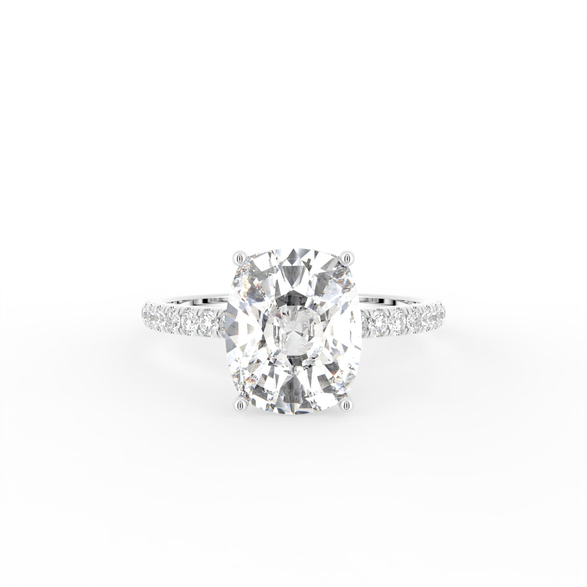 18K Shoulder Set Emerald Diamond Engagement Ring — TOP
