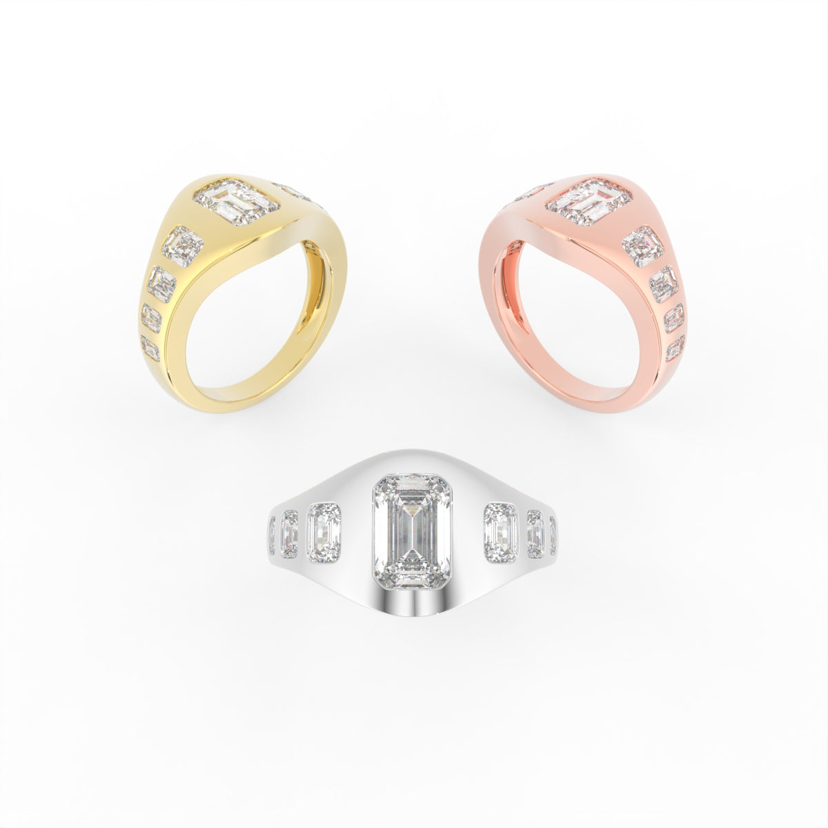 Sterling Silver Diamond Ring — 3 COLOR