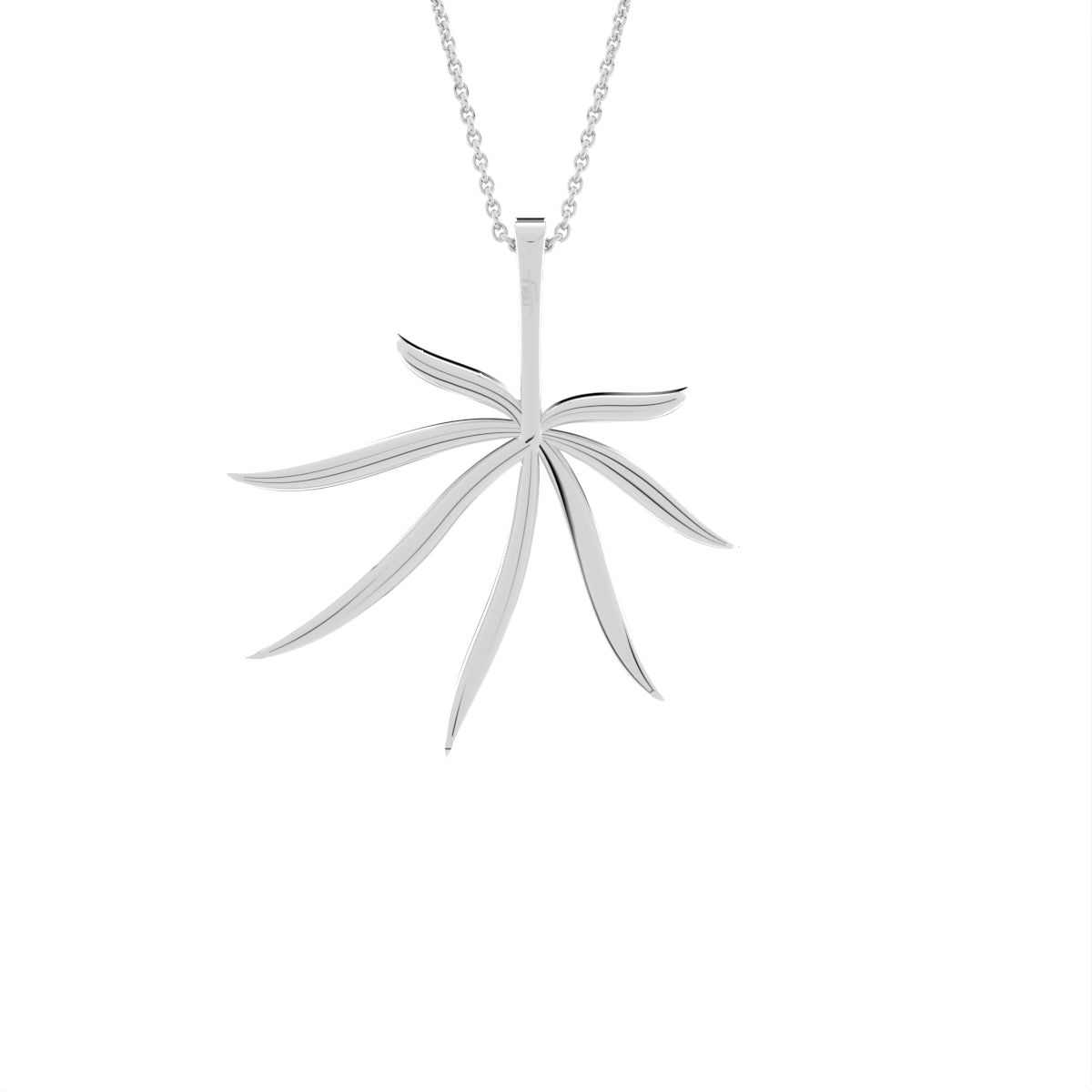 14K White Gold Round Diamond Pendant — BACK
