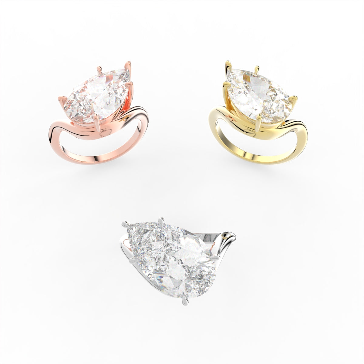 Sterling Silver Diamond Ring — 3 COLOR