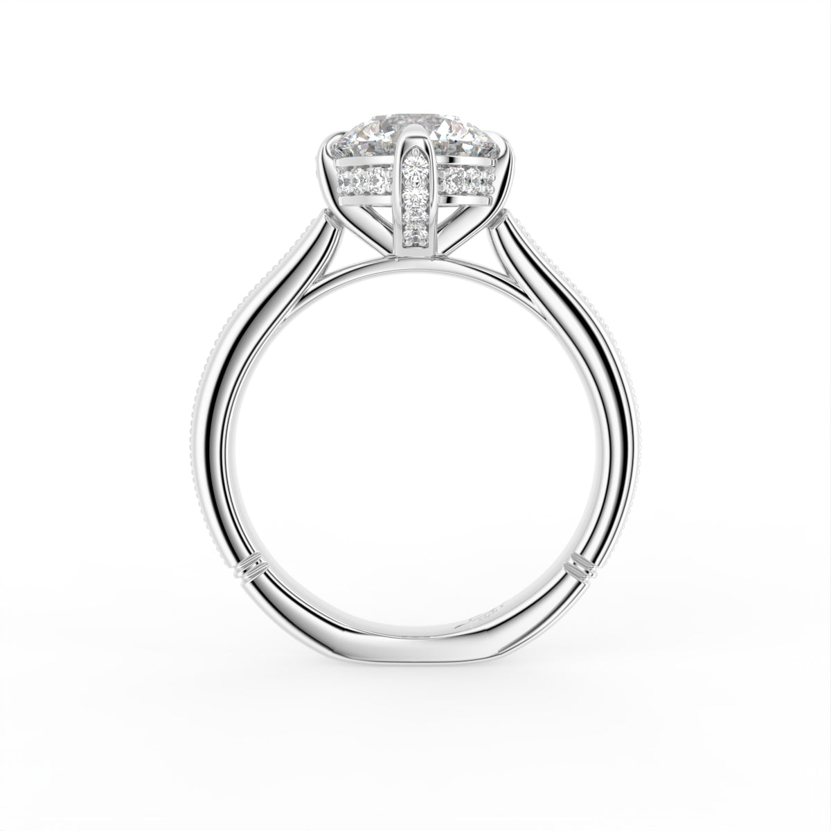18K Solitaire Round Diamond Engagement Ring — FRONT
