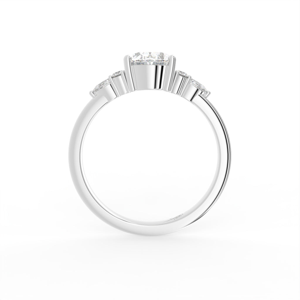 18K Solitaire Oval Diamond Engagement Ring — FRONT