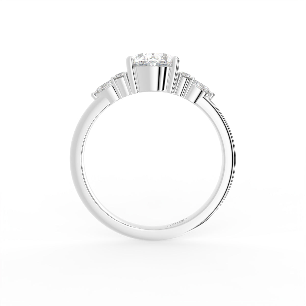 18K Solitaire Oval Diamond Engagement Ring — FRONT