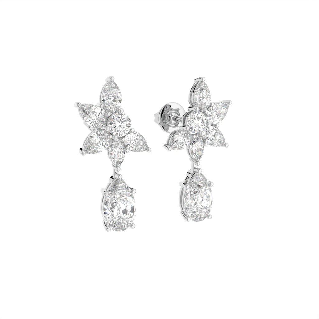 18K Diamond Drop Earrings — 3D VIEW