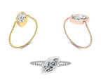 14K Solitaire Marquise Diamond Ring — 3 COLOR