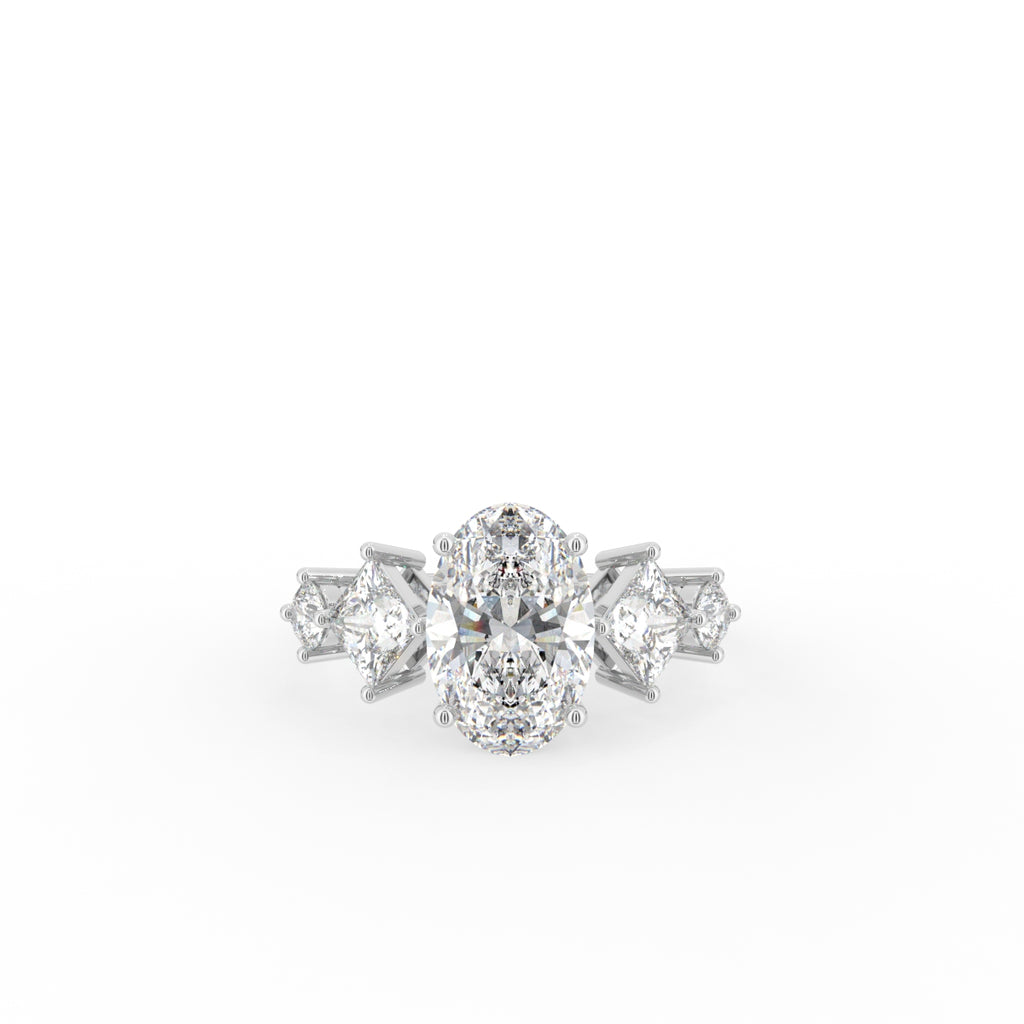 18K Solitaire Oval Diamond Engagement Ring — TOP