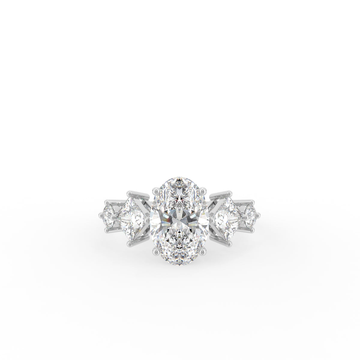 18K Solitaire Oval Diamond Engagement Ring — TOP