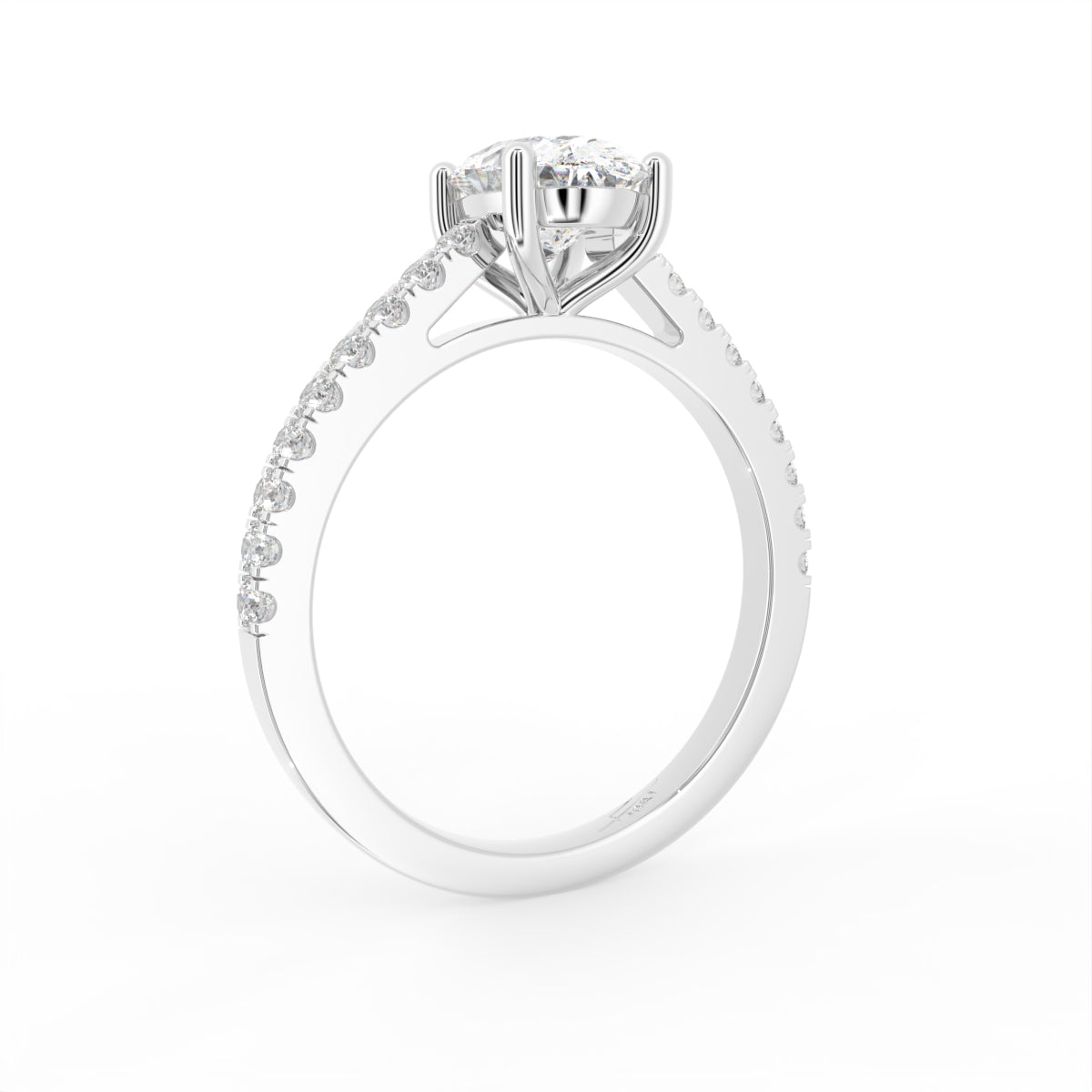 18K Solitaire Oval Diamond Engagement Ring — 3D VIEW