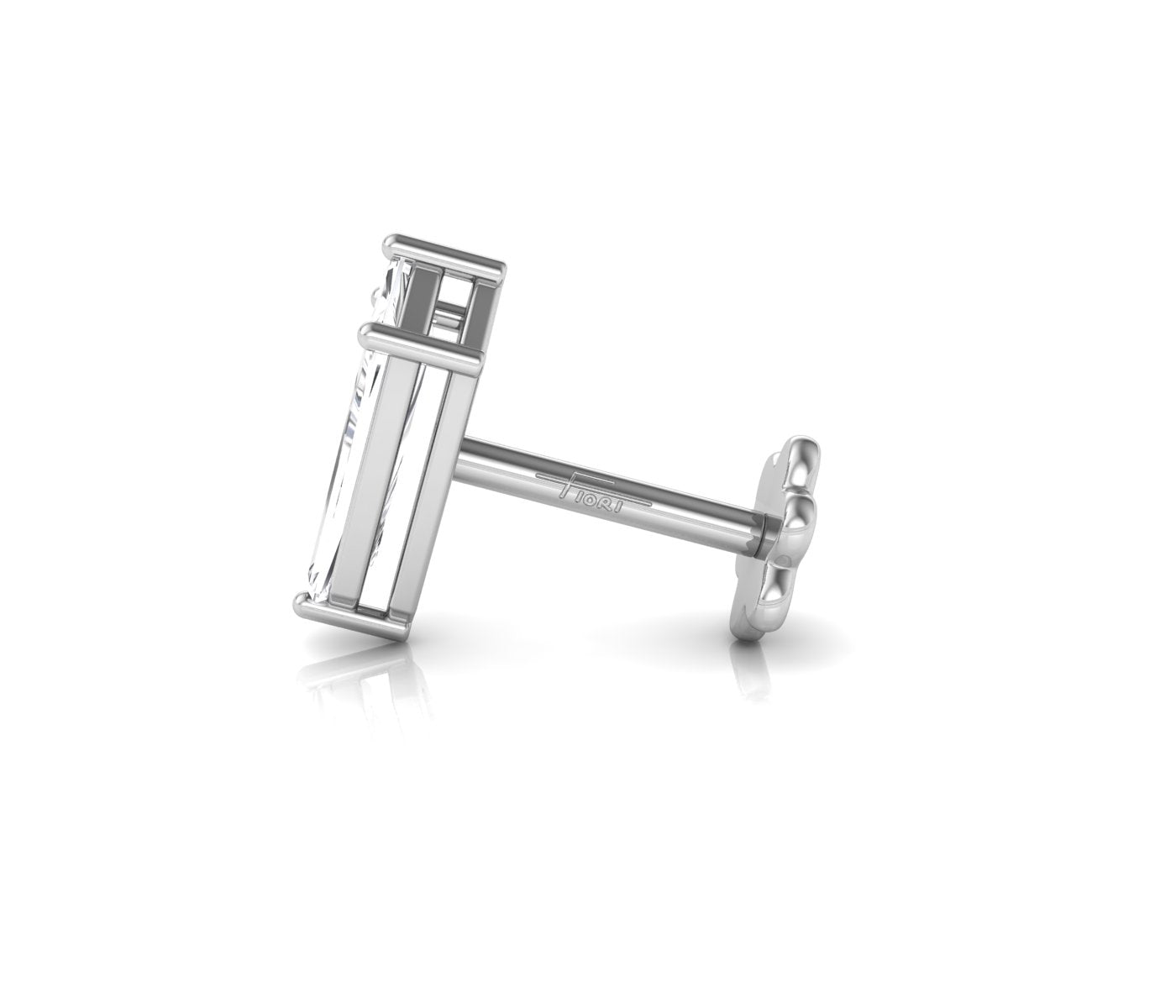 18K Fancy Bezel Diamond Stud Earrings — SIDE VIEW