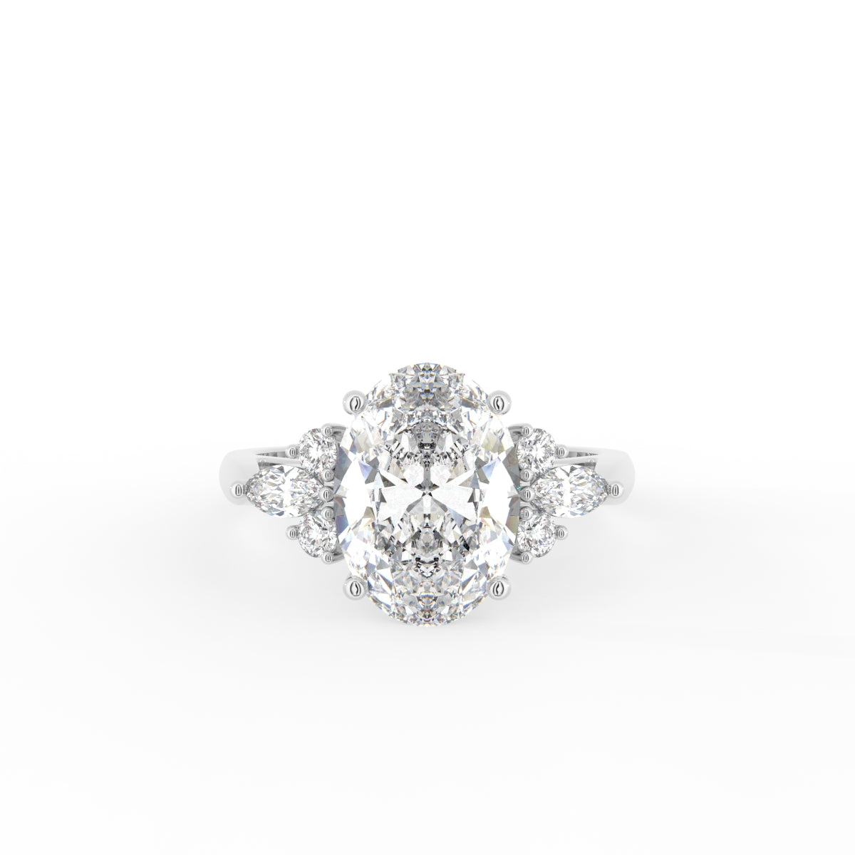 vimg:FJ6837|vimg:FJ6778|18K White Gold Solitaire Oval Diamond Engagement Ring — TOP