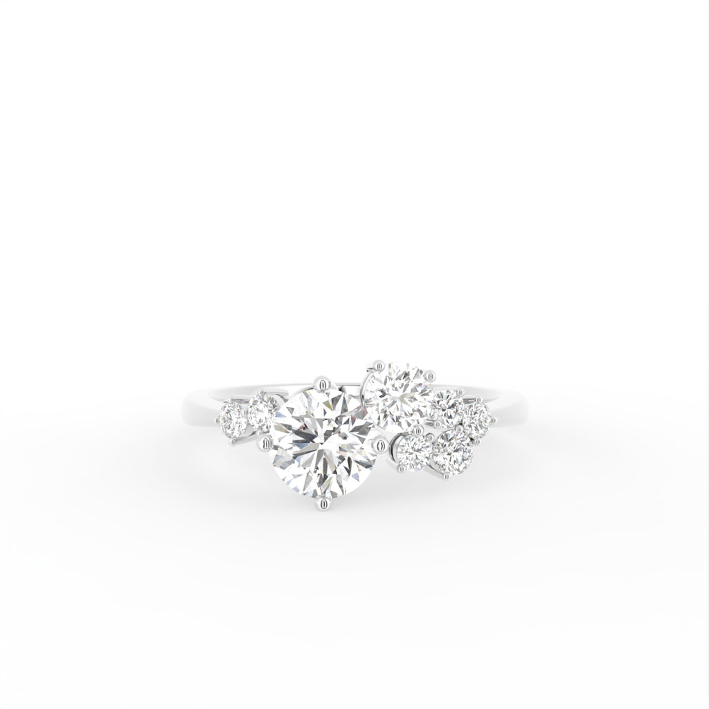 18K White Gold Bespoke Round Diamond Ring — TOP