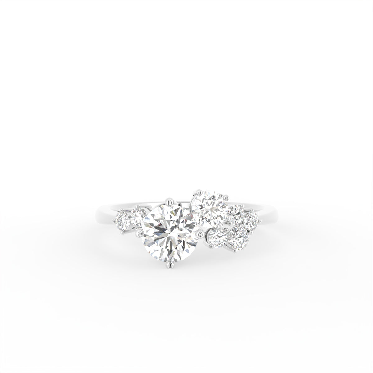 18K White Gold Bespoke Round Diamond Ring — TOP