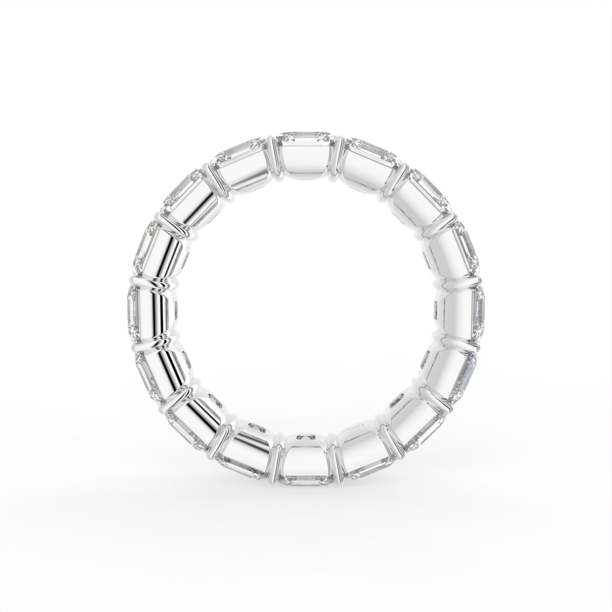 vimg:FJ4097|vimg:FJ4067|18K White Gold Asscher Eternity Diamond Ring — FRONT