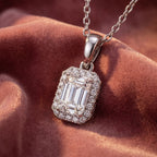 18K Halo Diamond Pendant — AI cloth, in-house