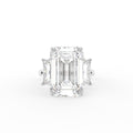 18K White Gold Trilogy Emerald Cut Diamond Ring — TOP
