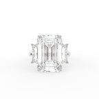 18K White Gold Trilogy Emerald Cut Diamond Ring — TOP