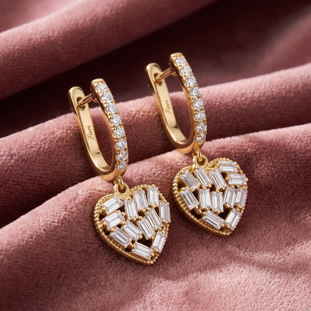 18K Bezel Diamond Drop Earrings — AI cloth, in-house