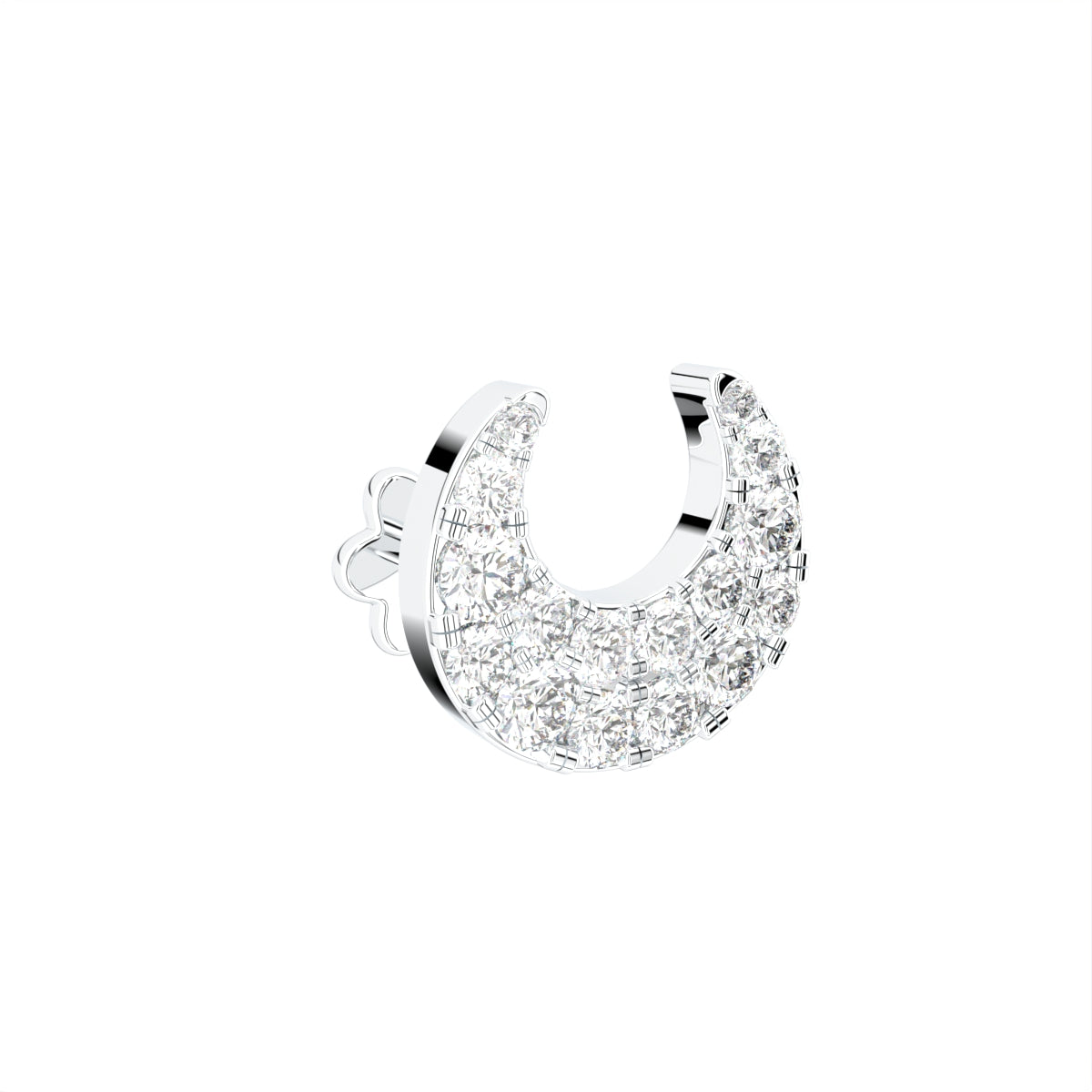 vimg:FJ4179|vimg:FJ4172|18K White Gold Crescent Moon Round Diamond Earrings — 3D VIEW