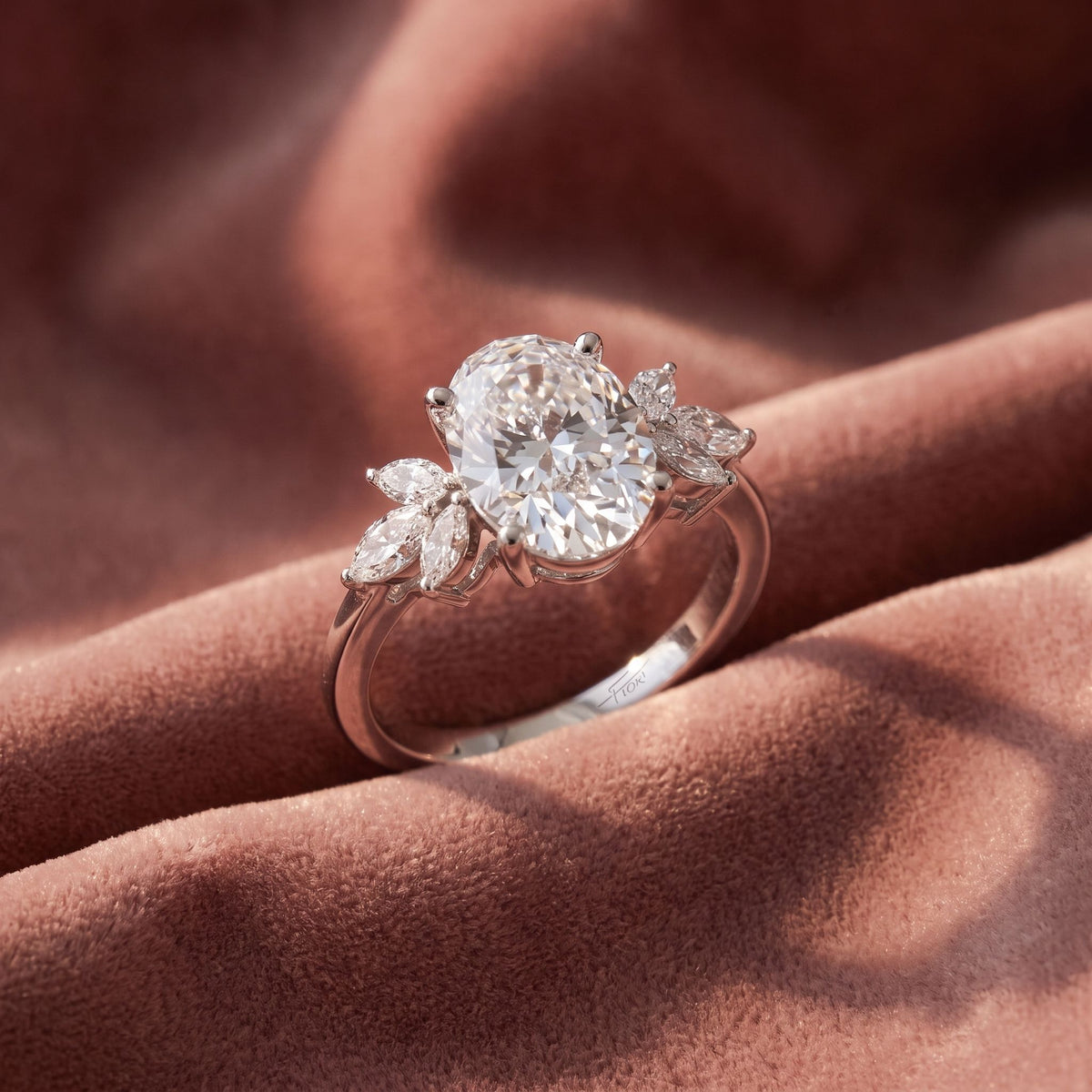 18K Bespoke Oval Marquise Diamond Ring — AI cloth, in-house