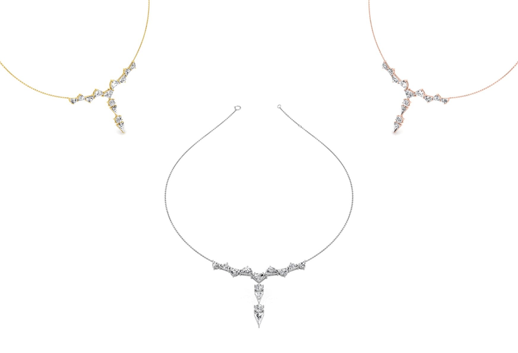 18K White Gold Teardrop Diamond Necklace — 3 COLOR