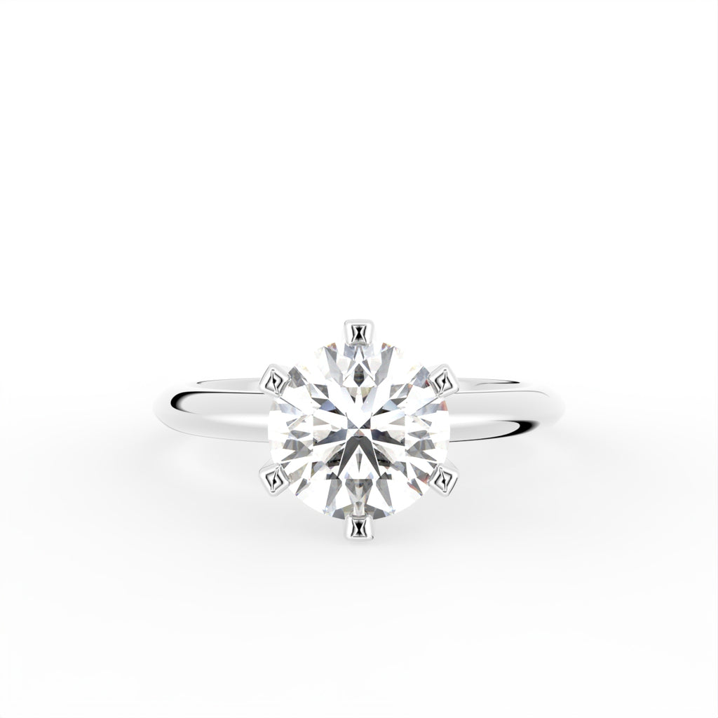 18K Solitaire Round Diamond Engagement Ring — TOP