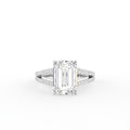 18K White Gold Solitaire Crisscut Emerald Diamond Ring — TOP