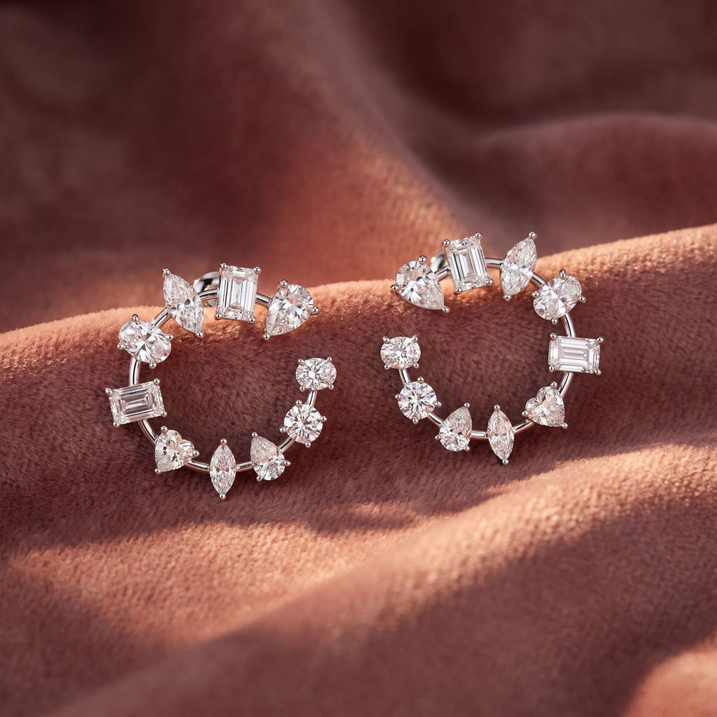 18K Mixed Shape Diamond Earrings — AI cloth, in-house