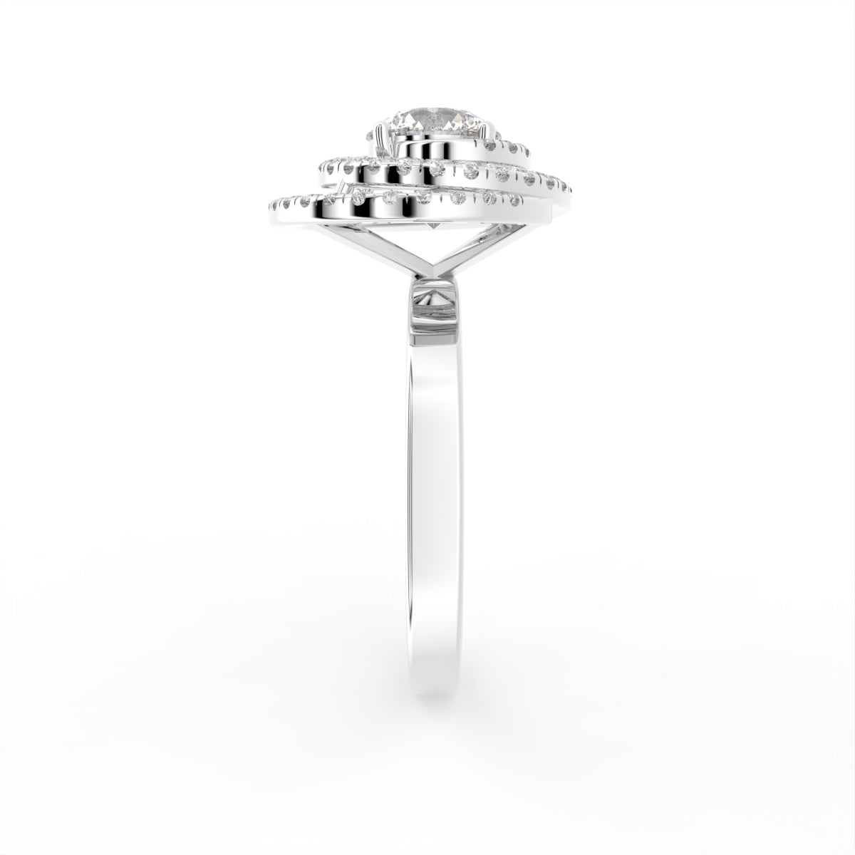 18K Halo Round Diamond Engagement Ring — SIDE
