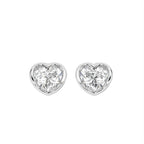 18K Solitaire Heart Diamond Stud Earrings — TOP