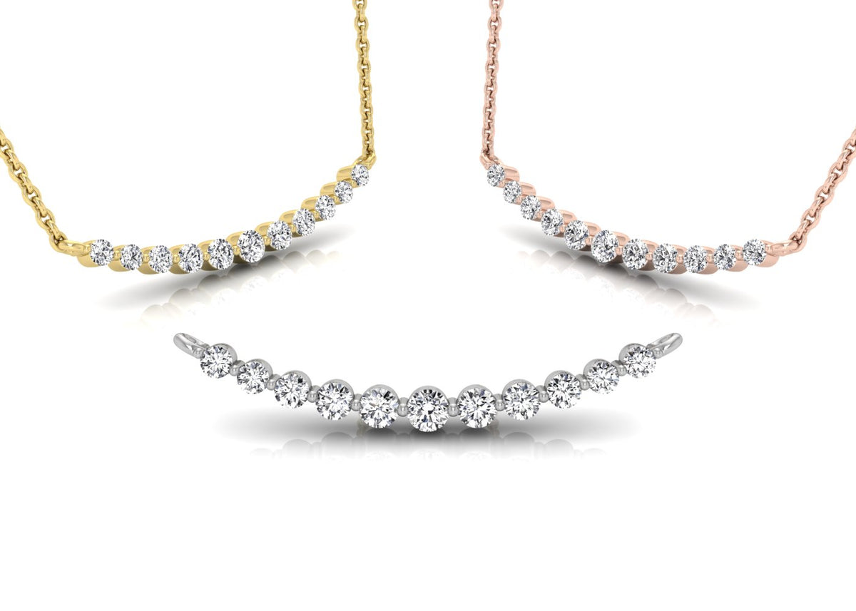 18K Rose Gold Geometric Round Diamond Pendant — 3 COLOR