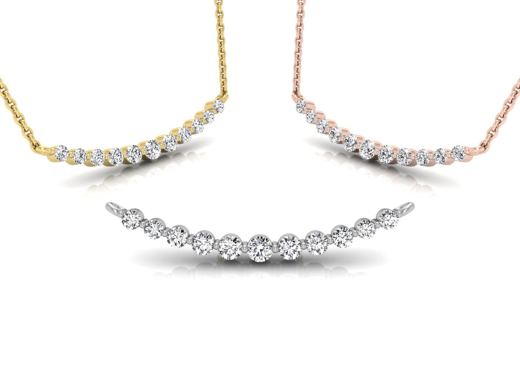 18K White Gold Geometric Round Diamond Pendant — 3 COLOR