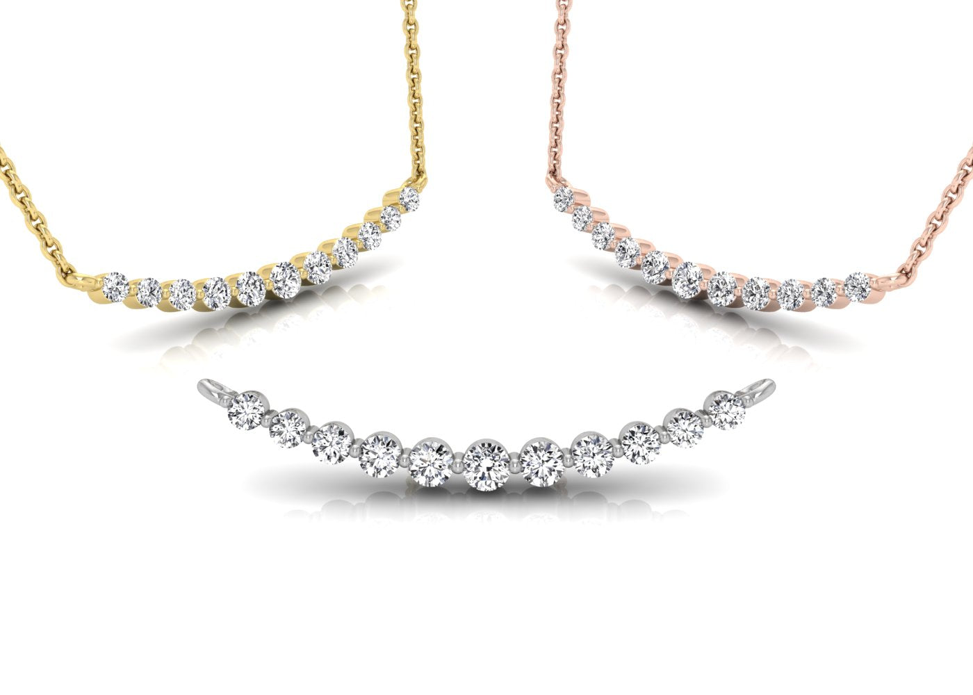 18K White Gold Geometric Round Diamond Pendant — 3 COLOR