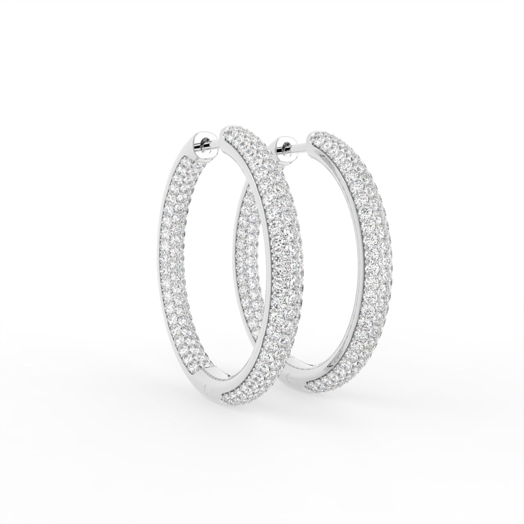 18K Diamond Hoop Earrings — 3D VIEW