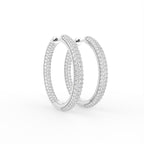 18K Diamond Hoop Earrings — 3D VIEW