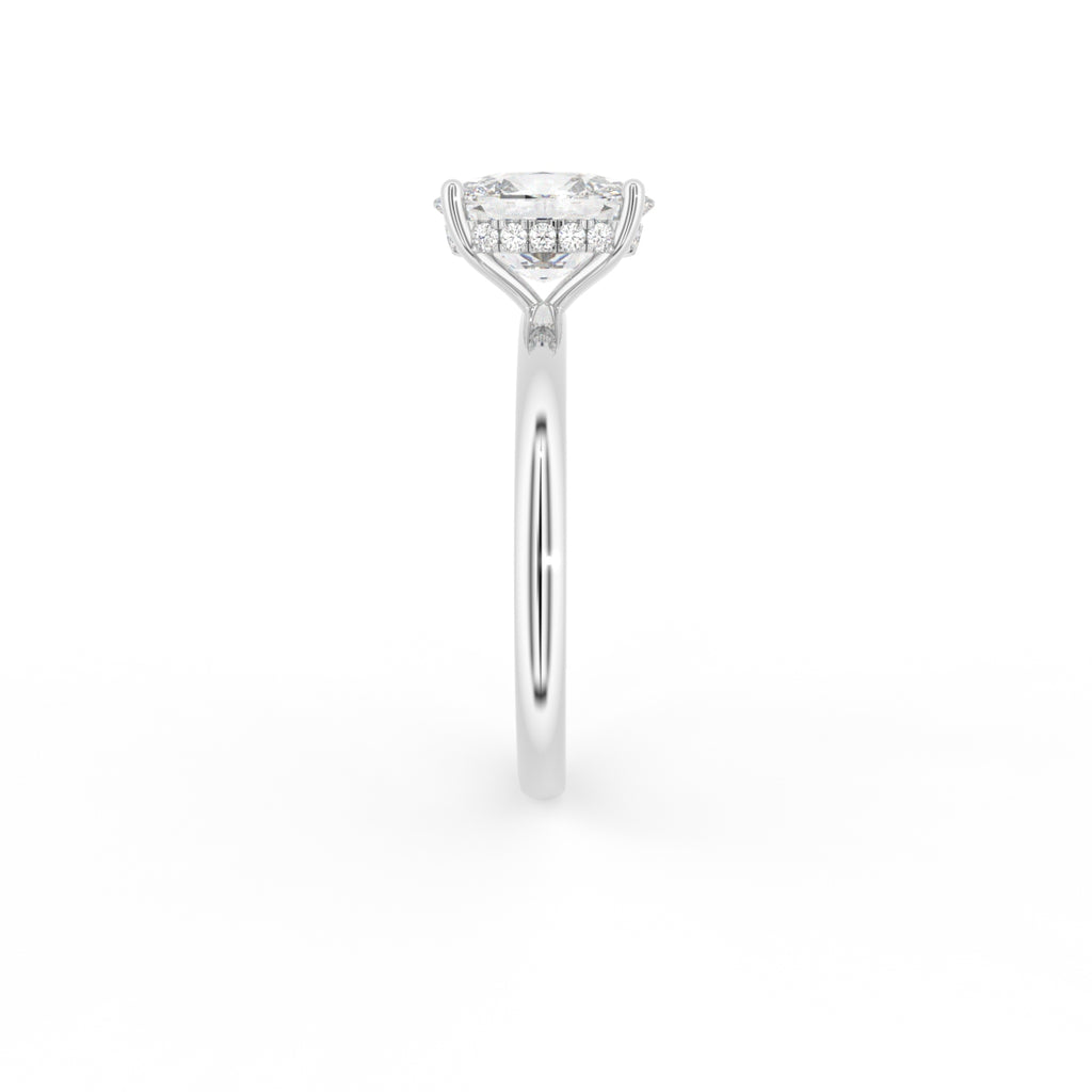 18K Solitaire Cushion Diamond Ring — SIDE
