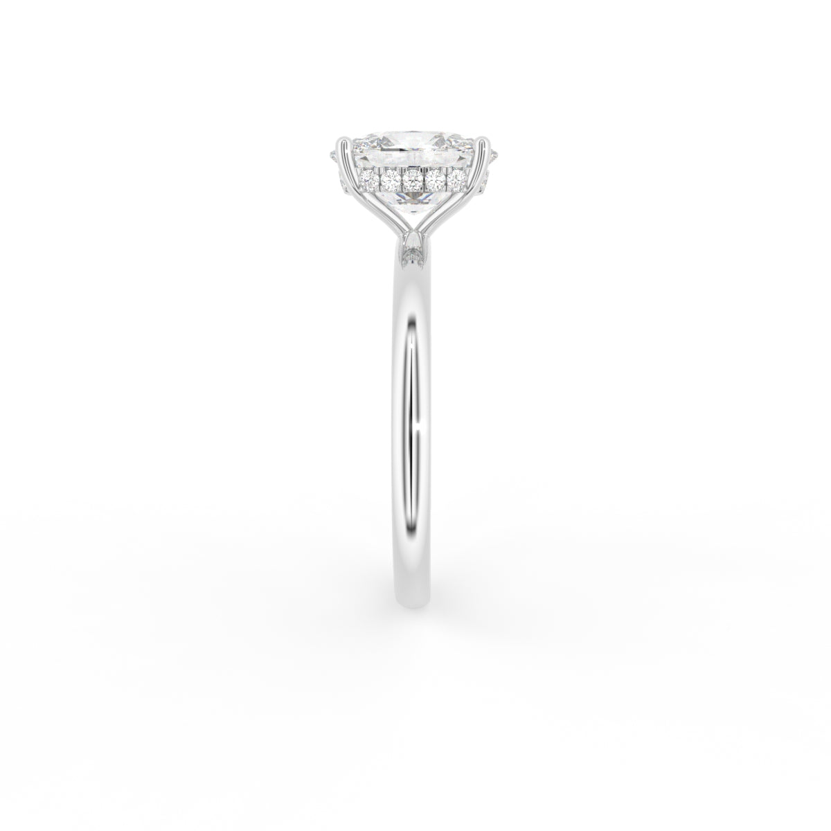 18K Solitaire Cushion Diamond Ring — SIDE