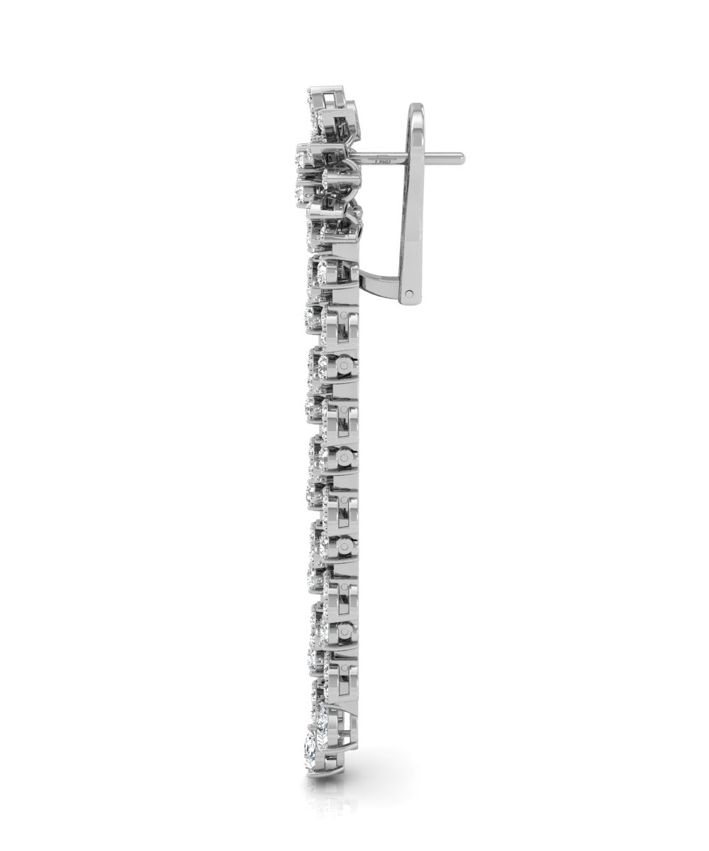 18K Floral Diamond Drop Earrings — SIDE VIEW