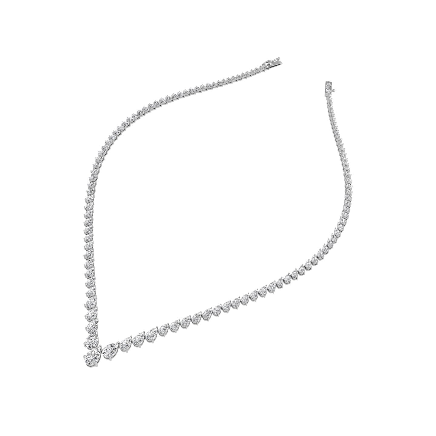 18K Oval Diamond Collar Necklace — 3D VIEW