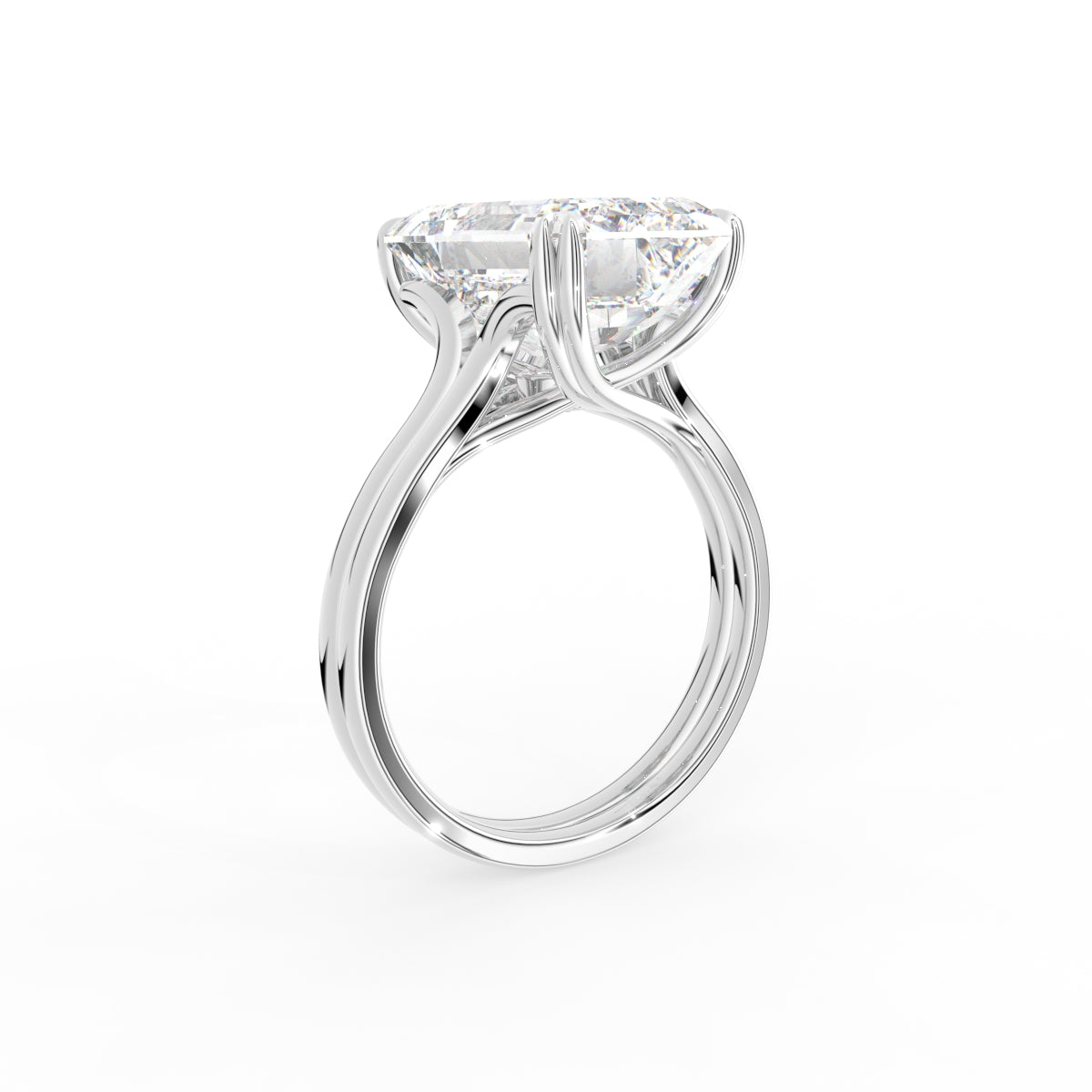 18K Emerald Cut Solitaire Diamond Ring — 3D VIEW