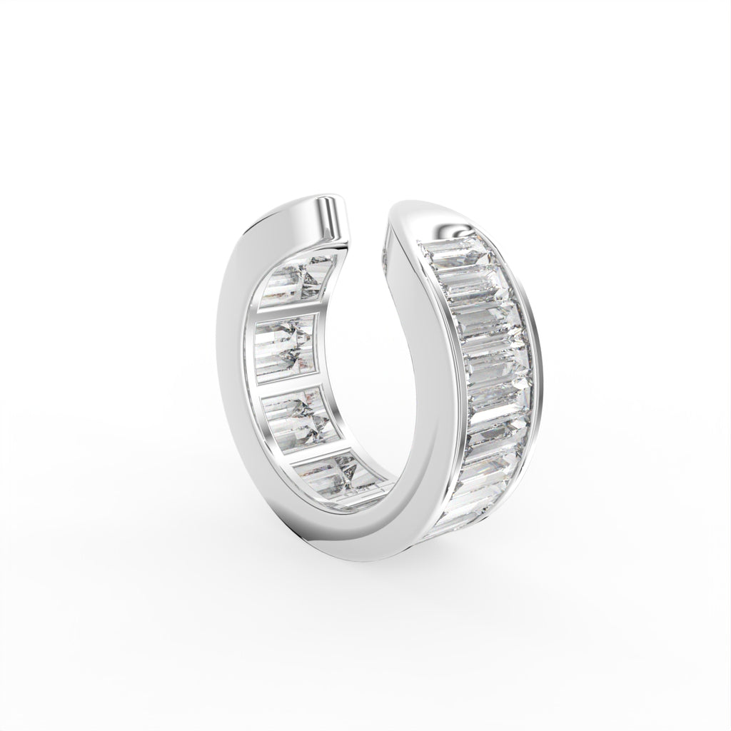 18K Baguette Diamond Piercing Earrings — 3D VIEW